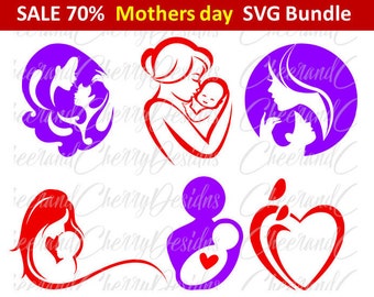 Mothers day SVG Mother's day clipart Mommy and baby SVG Mum Clip Art Mama Kid I love mom Mother Silhouette Cameo Cricut Cut File Scrapbook