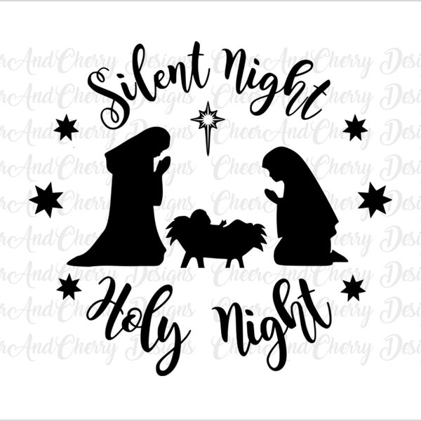 Nativity scene Svg Nativity SVG Christmas printable Christmas SVG design Silent Night Holy Night SVG Manger Svg Christ Svg Silhouette Cricut