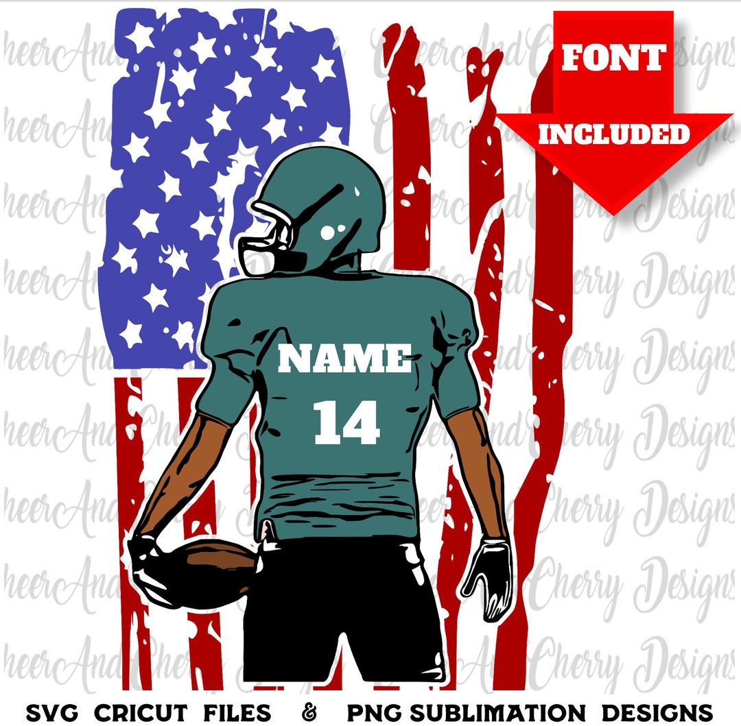 Custom Football SVG With Font Layered Football Player Flag Svg Etsy