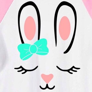 Easter bunny Svg Cute Bunny face Svg Easter Svg files for Cricut Silhouette Svg for Easter Shirt svg for Girl Bunny with bow Svg Dxf clipart image 1