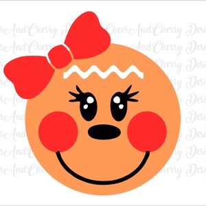 Cute Gingerbread face SVG Girl Gingerbread with bow svg file for Cricut Silhouette Iron on Christmas SVG Gingerbread svg Commercial Use Svg