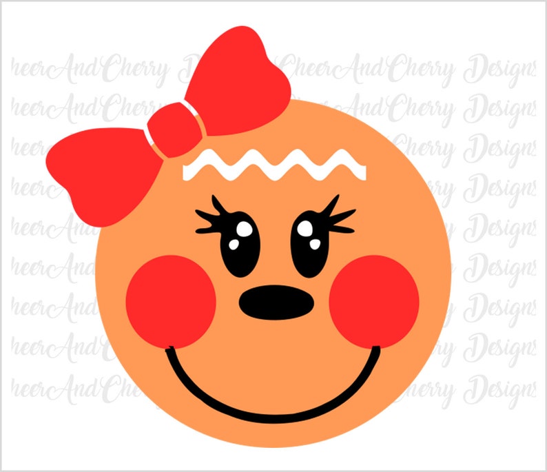 Download Cute Gingerbread face SVG Girl Gingerbread with bow svg file | Etsy