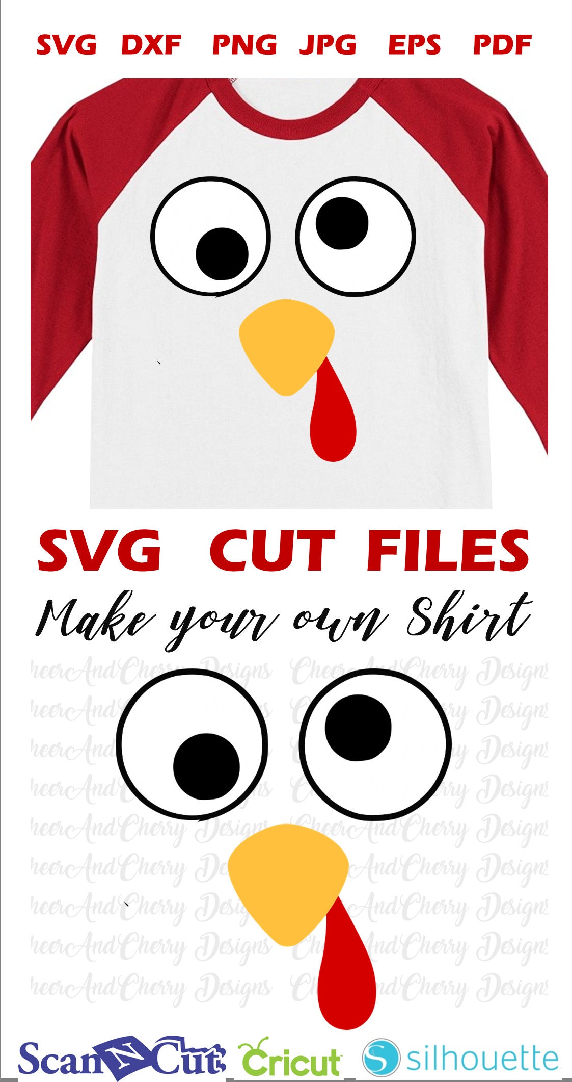 Funny turkey face SVG for Thanksgiving shirt SVG for Cricut | Etsy