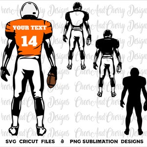 Aangepaste voetbal speler SVG PNG bundel 8 ontwerpen voetbal SVG-bestanden, voetbal seizoen SVG voor Cricut, voetbal moeder SVG gratis lettertype namen nummers