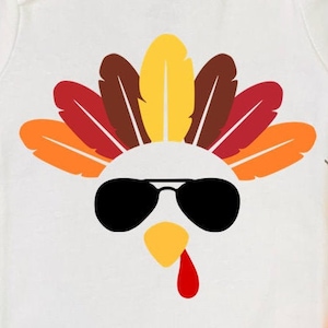 Turkey with glasses Svg, Turkey face svg for Cricut Iron on, Glowforge Laser Layered Cut files Boys Thanksgiving SVG Commercial Use Clipart