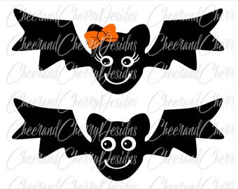Cute Bat Svg Halloween SVG for Girl Boy Halloween Monogram svg Bat with Bow Svg Bat Clipart Bat DXF Bat Vector Bat Silhouette Svg for cricut