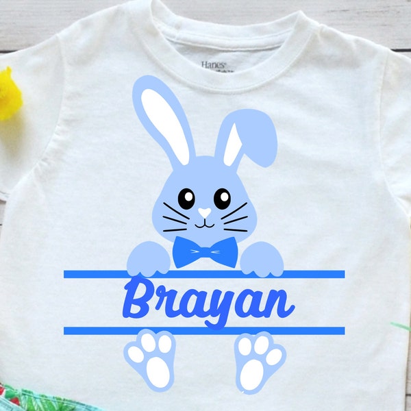 Personalized name Svg, Custom Easter bunny monogram, Boy Easter Svg files for Cricut Silhouette Cameo Rabbit Customized Easter shirt designs