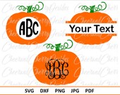 Thanksgiving SVG for Silhouette Cameo Cricut Pumpkin SVG Pumpkin monogram Svg Dxf Split Pumpkin Svg Fall Svg Monogram cut file Fall vector