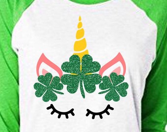 St Patricks Day Unicorn Shamrock SVG, PNG, DXF (Digital Files)