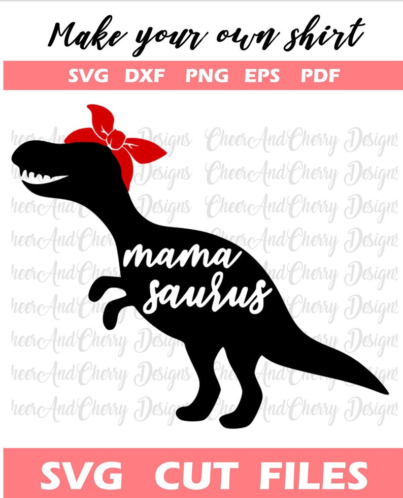 Mama saurus Svg mamasaurus svg T-rex with Bandana svg | Etsy