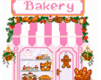 Bakery Needlepoint Chart: Patisserie Cross Stitch Pattern (PDF Download)