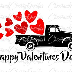 Valentines truck Svg Valentine SVG file Silhouette Valentines day SVG for Cricut Valentines truck with Hearts Svg Vinyl Clipart