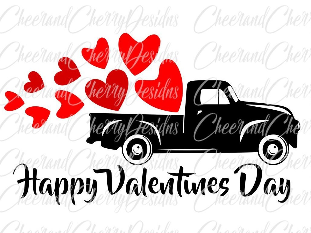 Valentines Truck With Hearts Svg, Valentine Truck Svg, Valentine Svg ...