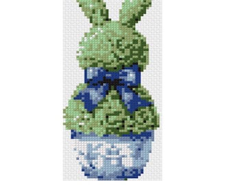 Wzór haftu krzyżykowego „Królik wielkanocny” – Preppy Garden (do pobrania w formacie PDF)