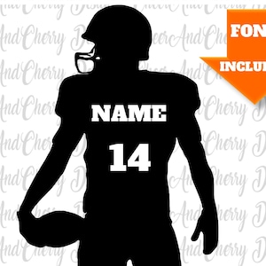 Aangepaste voetbal SVG silhouet voetbalspeler SVG aanpassen teamnaam nummer speler PNG voetbalshirt aangepaste voetbal jongen sport SVG