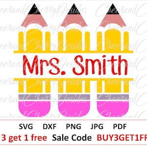 Split pencils monogram SVG for Teacher
