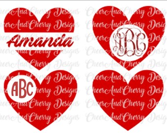 Valentine Heart Monogram SVG Bundle: Cricut, Silhouette (Digital Download)