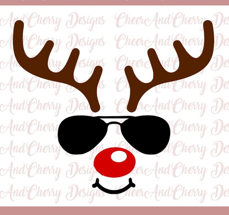 Reindeer with glasses Svg Cool Reindeer face svg for Cricut Silhouette Christmas SVG for boys Commercial Use cut files Reindeer Clipart