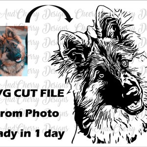 Benutzerdefinierte Hund SVG vom Foto, personalisierte Haustier Porträt, individuelles Geschenk für Hundeliebhaber, Hund oder Katze Persönliche Bestellung Hunde Gesicht SVG für Cricut