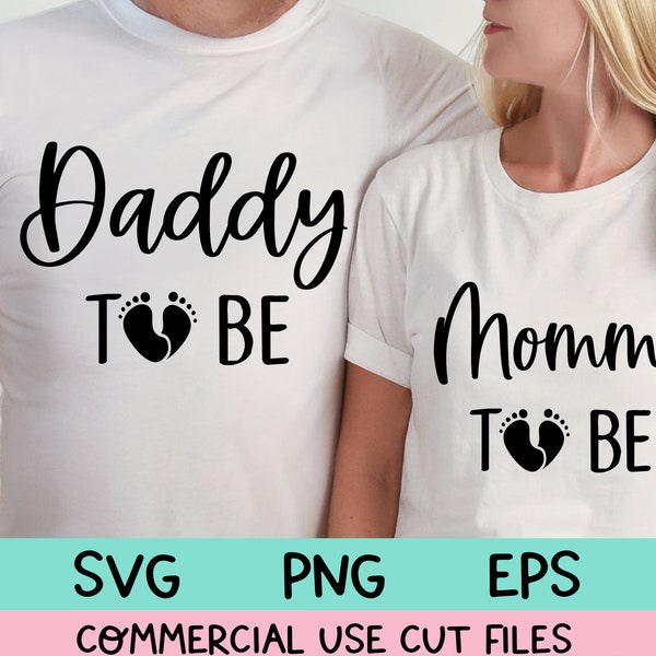 Cupels Pregnancy Announcement SVG files, Mommy To Be Svg Daddy to be Svg designs, Expecting svg, New Dad Mom svg Pregnant Svg Matching Shirt