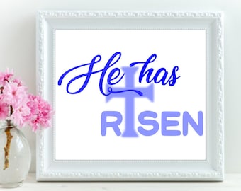 He Has Risen Easter SVG: Christian Silhouette, Cricut Cut Files (Digital Download)