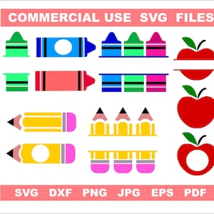 School SVG Bundle 50 designs Teacher Svg monogram Cut Files for Cricut Silhouette Plotter image 1