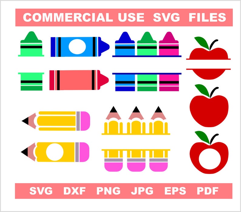 School SVG Bundle 50 designs Teacher Svg monogram Cut Files for Cricut Silhouette Plotter image 1