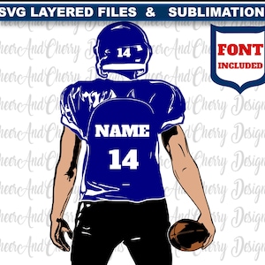Aangepaste voetbal SVG kleurlagen Voetballer SVG Teamnaam Nummer Speler Voetbalshirt Aangepaste voetbal t-shirts Sport SVG aanpassen