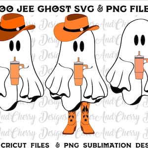 Boo Jee Svg Bundle, Boujee Svg Boo-Jee Ghost Svg Western Ghost with Cup Ghoul tumbler Sublimation Design Vinyl Sticker Cricut Decal Cameo