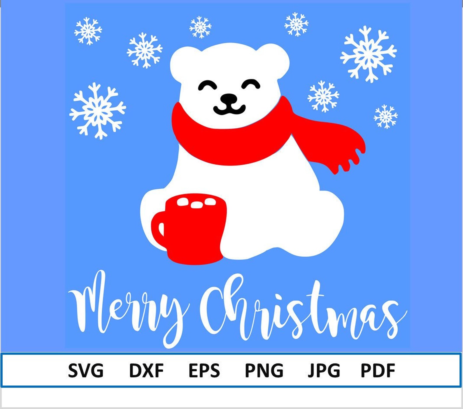 Merry Christmas SVG Cute Polar Bear Svg White Bear Svg for - Etsy