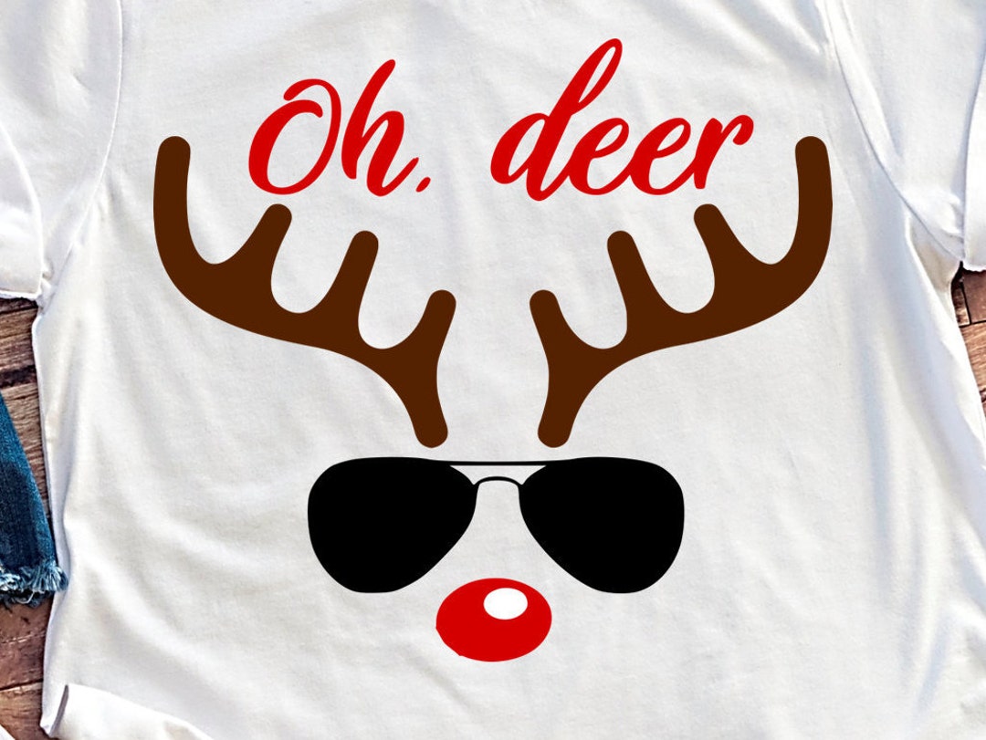 Reindeer Face Svg for Cricut Iron On, Christmas Deer Svg, Funny ...