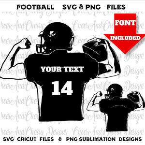 Voetballer SVG Voetbal SVG Aangepaste voetbalshirt Png Voetbal moeder SVG Voetbalteam SVG Gratis lettertype inbegrepen Aanpassen met naamnummer