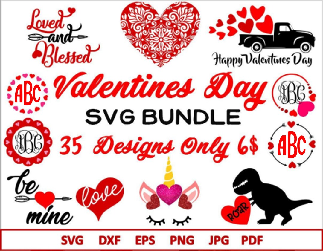 Valentine Bundle Svg Valentine's Day SVG for Cricut Silhouette Iron On ...
