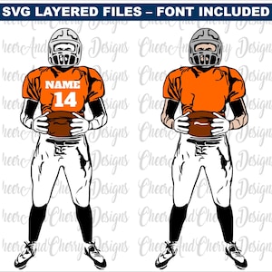 Aangepaste voetbal speler SVG PNG bundel 8 ontwerpen voetbal SVG-bestanden, voetbal seizoen SVG voor Cricut, voetbal moeder SVG gratis lettertype namen nummers