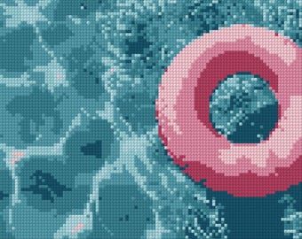 Summer Pool Floatie Needlepoint Pattern (PDF Download) – Beach Sea Needlepoint Chart