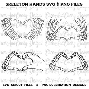 Skeleton Hands SVG PNG bundle Skeleton Heart Hands Halloween Spooky svg for Cricut Vibing Demons Skelly holding Hands Cut Files Customize
