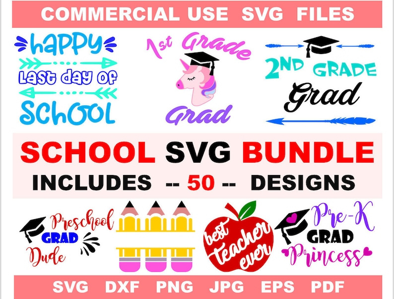 School SVG Bundle 50 designs Teacher Svg monogram Cut Files for Cricut Silhouette Plotter image 2