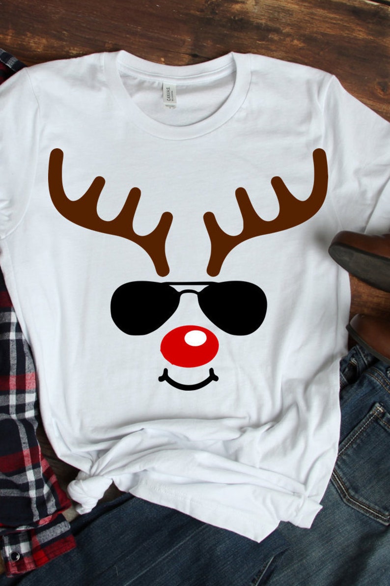 Reindeer with glasses Svg Cool Reindeer face svg for Cricut Silhouette Christmas SVG for boys Commercial Use cut files Reindeer Clipart