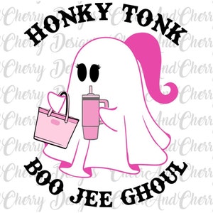 Boo Jee Svg, Honky Tonk Svg Boo-Jee Ghost Svg Western Pink pop met Cup Ghoul tuimelaar Sublimatie Design Vinyl Sticker Cricut Decal Cameo