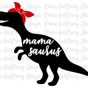 Download Mama saurus Svg mamasaurus svg T-rex with Bandana svg | Etsy