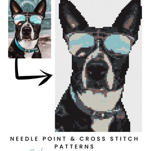 Convert Your Photo to Needlepoint Chart - Personalized Dog Cross Stitch Template Custom Pet Needle point Pattern PDF Download DIY Gift