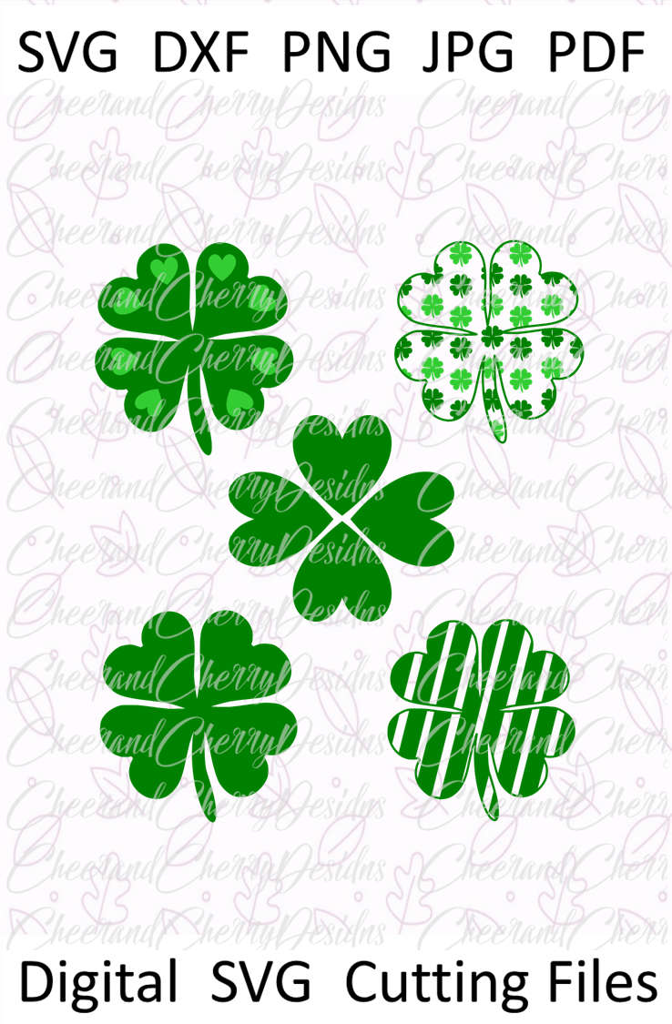 Shamrock SVG St Patricks Day SVG - Four Leaf Clover SVG, Heart Clover ...