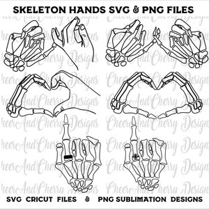 Skelett Hände SVG PNG Bundle Halloween SVG Ringfinger Spooky svg Pinky schwören svg für Cricut Braut Skelly Händchen haltend geschnitten Dateien anpassen