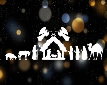 Noël SVG fichier Nativité SVG pour Noël fichier coupé Sainte Nuit SVG Christian Svg Manger Svg Bébé Christ Svg Mary Joseph Silhouette Cricut