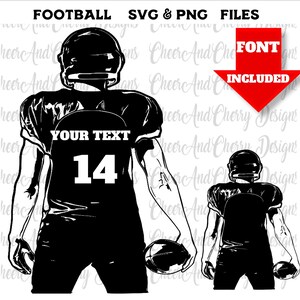 Jogador de futebol svg Futebol svg Camisa de futebol personalizada Png Football Mom svg jogador de futebol voltar svg Fonte grátis personalizada com número de nome