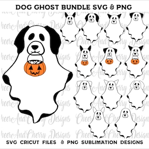 Dog ghost Svg files for Cricut Cameo Retro Halloween Svg Spooky Season Svg Ghost Dog Svg Dog Halloween Png Dog lover Svg Funny Halloween png