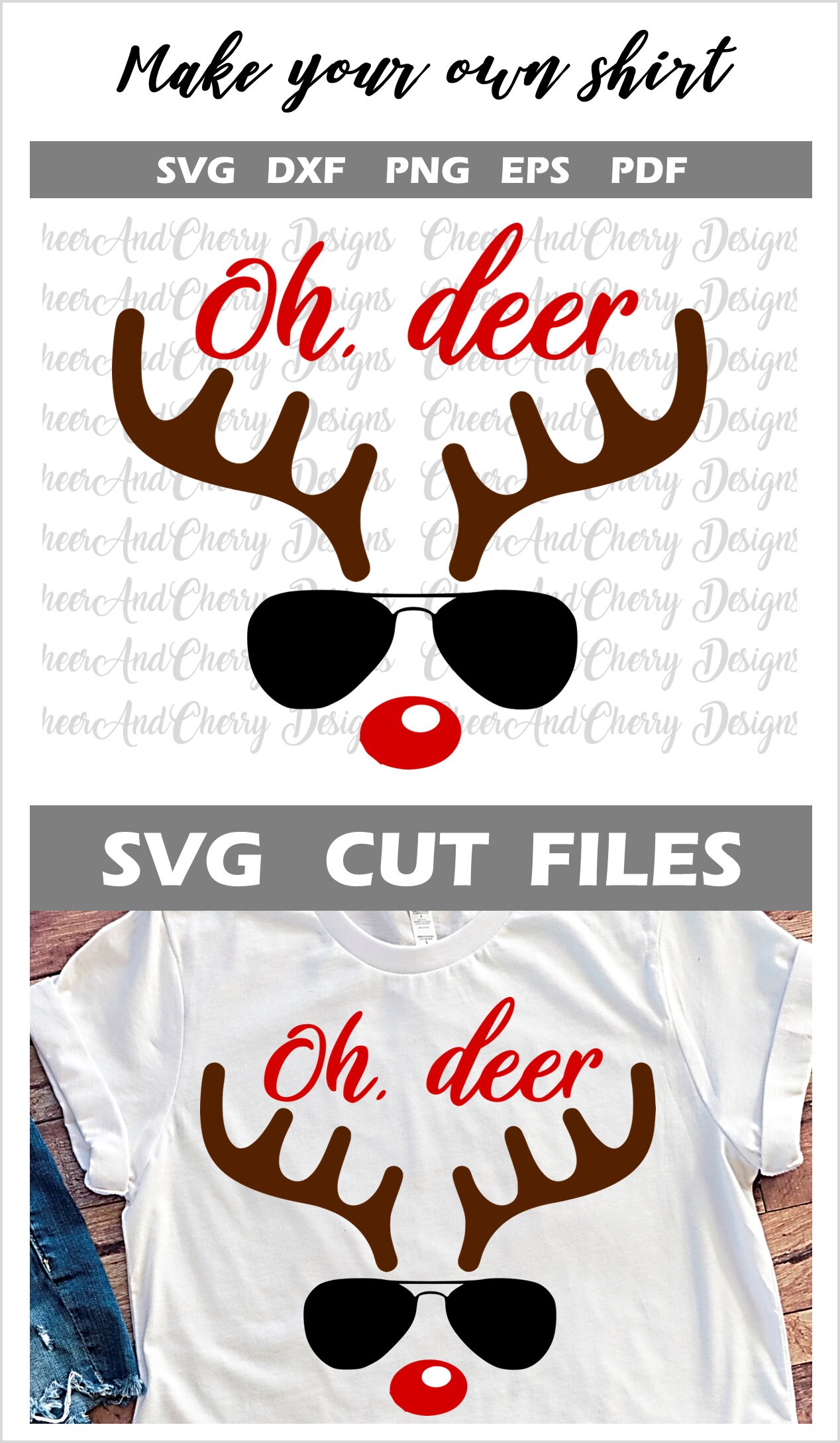 Reindeer Face Svg for Cricut Iron On, Christmas Deer Svg, Funny ...