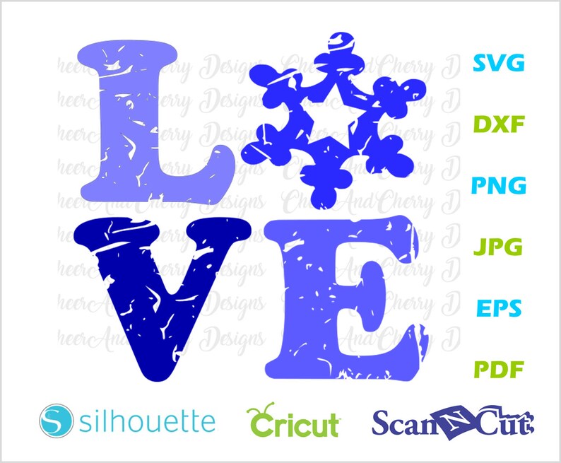 Download Distressed Love Snowflake SVG Christmas LOVE svg file for ...