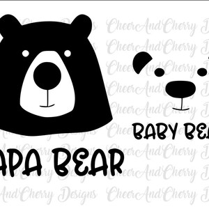 Papa Bear svg et Baby Bear svg fichiers pour Cricut et Silhouette, Fête des Pères Svg, Cadeau DIY pour Papa Svg, Père et Fils Chemise Assortie Svg