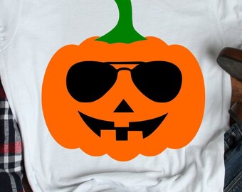 pumpkin with glasses shirt